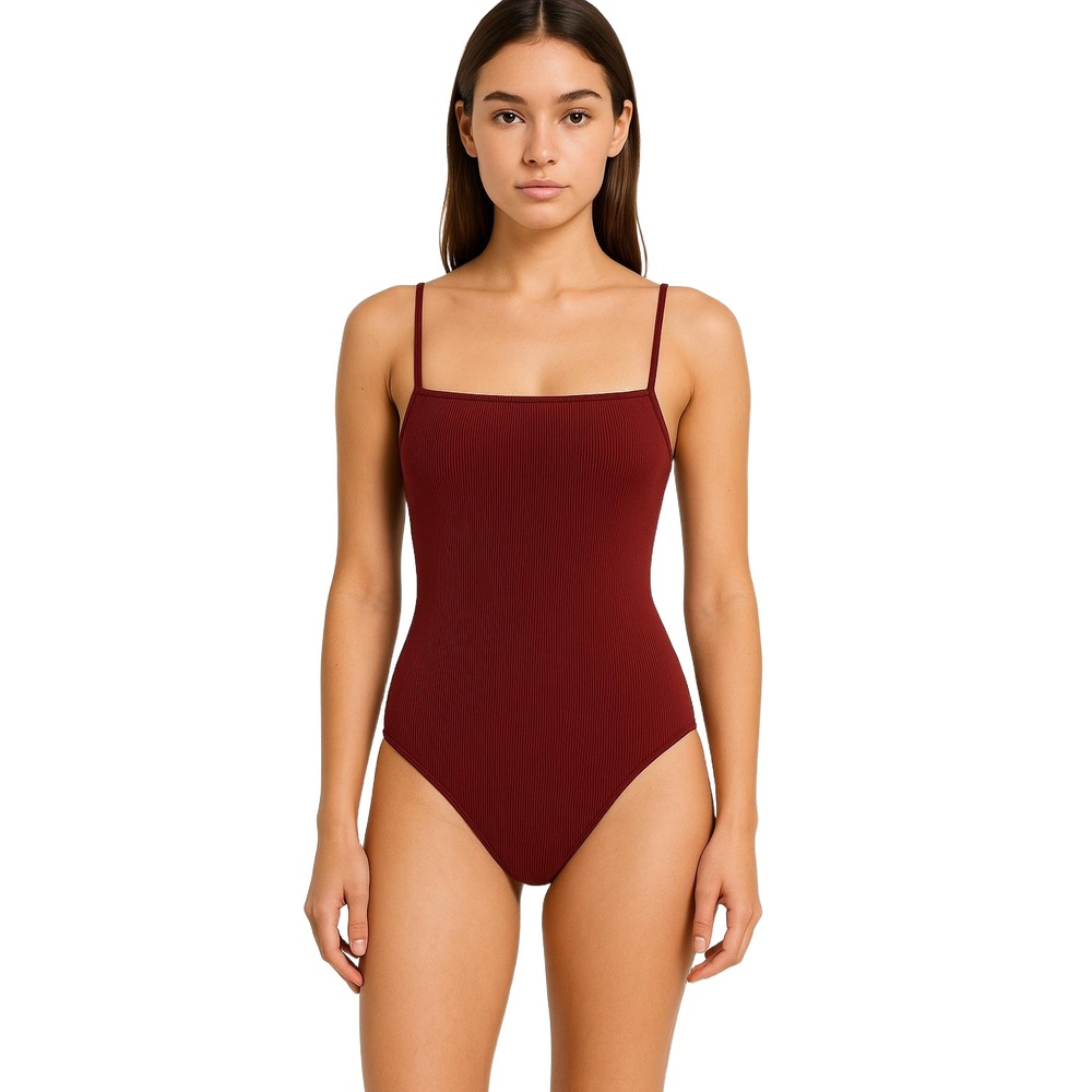 BRANDY MELVILLE Burgundy Bodysuit Square Neck Spaghetti Straps Womens‎ S/XS